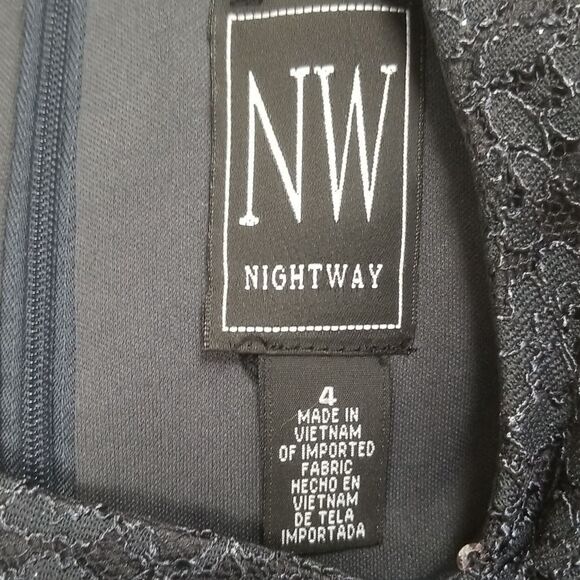 Nightway Halter A-Line Silhoutte Dress Black/Gray EUC SZ 4 - Picture 4 of 7